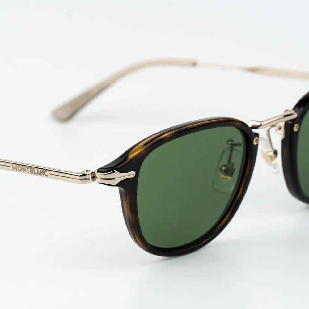 Montblanc Men Sunglasses Havana Gold Green Round MB0336S 002 NEW AUTHENTIC